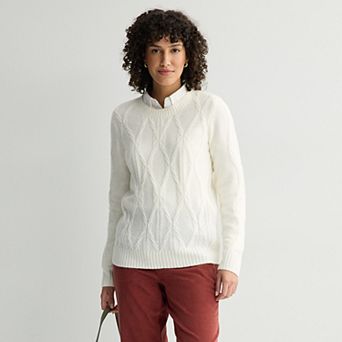 Women's Croft & Barrow® Cross Cable Knit Pullover Sweater