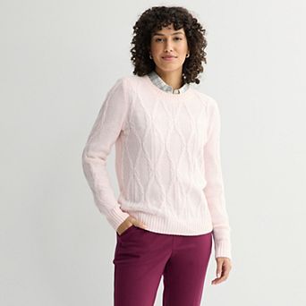 Women's Croft & Barrow® Cross Cable Knit Pullover Sweater