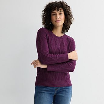 Women's Croft & Barrow® Cross Cable Knit Pullover Sweater