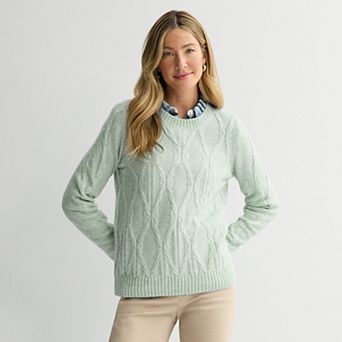 Women's Croft & Barrow® Cross Cable Knit Pullover Sweater