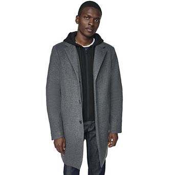 Men's Kenneth Cole Reaction Faux Wool Coat with Hooded Bib