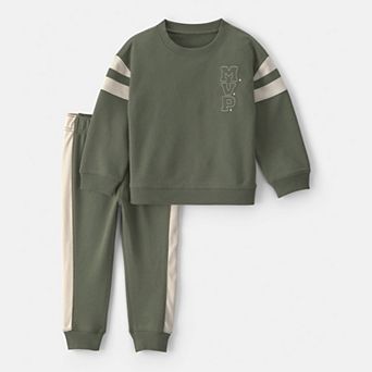 Toddler Boy Carter's Fleece Long-Sleeve Crewneck Top & Pants Set