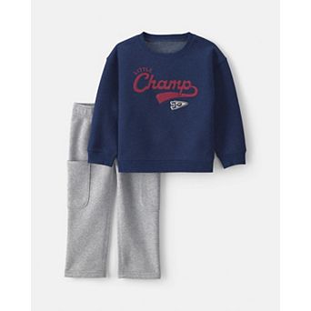 Toddler Boy Carter's 2 pc "Little Champ" Football Fleece Top & Pant Set