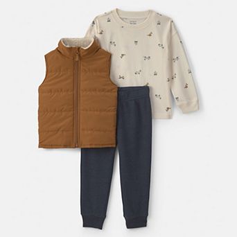Toddler Boy Carter's Fleece Long-Sleeve Top, Vest & Pant Set