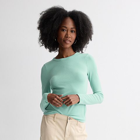 SO Juniors' SO® Long Sleeve Rib Crew Top