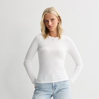 Juniors' SO® Long Sleeve Rib Crew Top