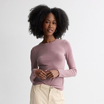 Juniors' SO® Long Sleeve Rib Crew Top