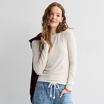 Juniors' SO® Long Sleeve Rib Crew Top