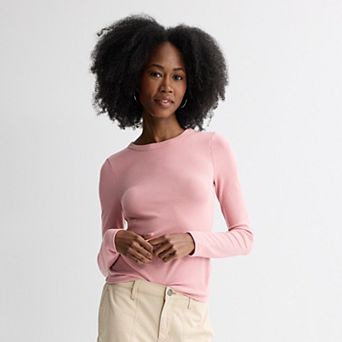 Juniors' SO® Long Sleeve Rib Crew Top