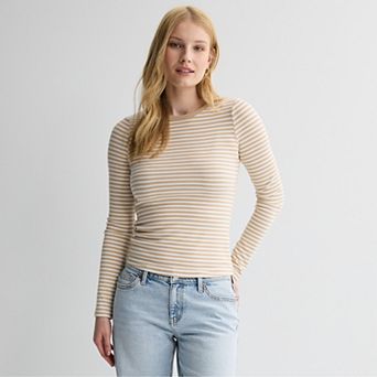 Juniors' SO® Long Sleeve Rib Crew Top