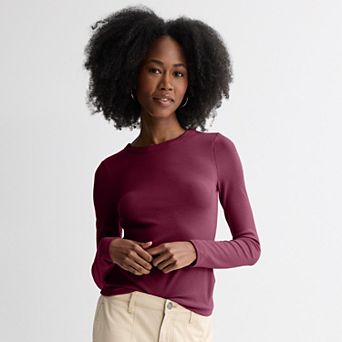 Juniors' SO® Long Sleeve Rib Crew Top