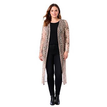 Avenue Women's Plus Size Long Sleeve Mesh Duster