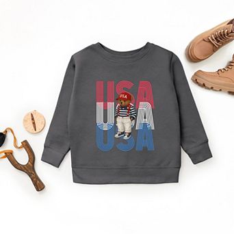 USA Stacked Bear Suspenders - Youth Graphic Sweatshirt