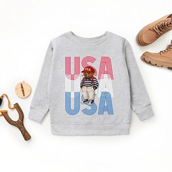 USA Stacked Bear Suspenders - Youth Graphic Sweatshirt