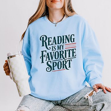 Reading Is My Favorite Sport Stripes - Women's Lightweight Garment Dyed Sweatshirt