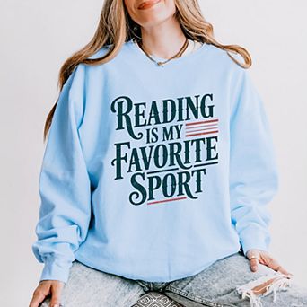 Reading Is My Favorite Sport Stripes - Women's Lightweight Garment Dyed Sweatshirt