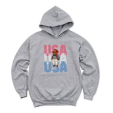 USA Stacked Bear Suspenders - Women's Graphic Hoodie