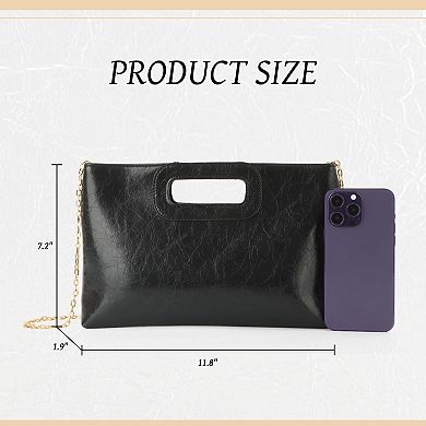 AKSZRI Women's PU Leather Evening Clutch with Chain - Elegant Handbag for Wedding, Cocktail & Prom