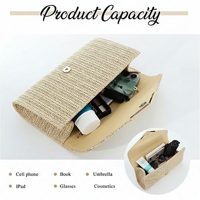 AKSZRI Women's Straw Raffia Clutch - Woven Rattan Summer Evening Bag for Beach, Wedding & Vacation