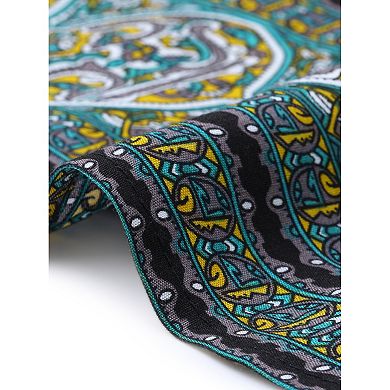 Women's Plus Size Wide Leg Pants Belted Boho Print Palazzo Pants Flowy Beach Trousers with Pocket