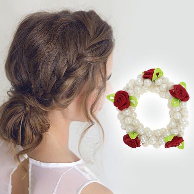 Cute Rose Pearl Hair Elastic Band 1 Pc