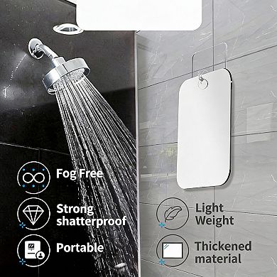 Shatterproof 2-Pack Bathroom Mirror, 10.7x8" Size, Fogless, Safe for Kids