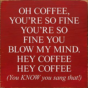 Funny Coffee Quote Wood Sign 7x7 Inch Square Wall or Shelf Decor for Coffee Bar or Office