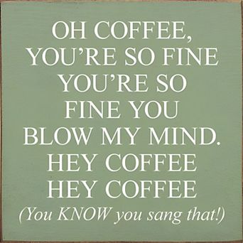 Funny Coffee Quote Wood Sign 7x7 Inch Square Wall or Shelf Decor for Coffee Bar or Office