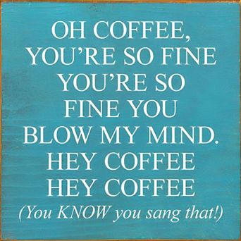 Funny Coffee Quote Wood Sign 7x7 Inch Square Wall or Shelf Decor for Coffee Bar or Office