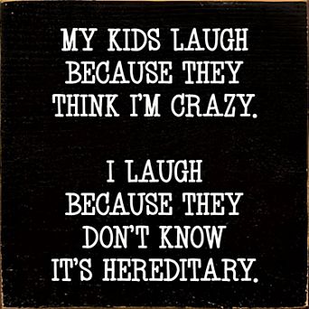 Funny Parenting Quote Wood Sign 7x7 Inch Square Wall or Shelf Decor for Home or Office