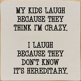 Funny Parenting Quote Wood Sign 7x7 Inch Square Wall or Shelf Decor for Home or Office