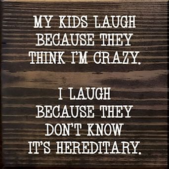 Funny Parenting Quote Wood Sign 7x7 Inch Square Wall or Shelf Decor for Home or Office