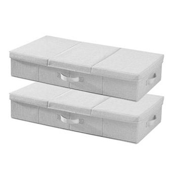 Under Bed Storage Containers with Lids 2 Pack Fabric Underbed Storage Bins for Clothes - Grey