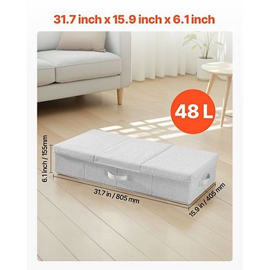 Under Bed Storage Containers with Lids 2 Pack Fabric Underbed Storage Bins for Clothes - Grey