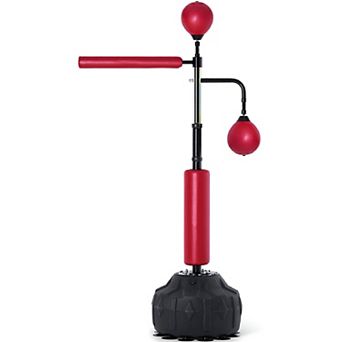 Freestanding Reflex Punching Bag with 360° Rotating Pole for Speed and Agility Training Black & Red