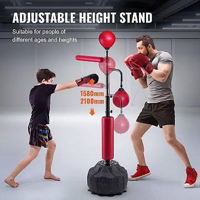 Freestanding Reflex Punching Bag with 360° Rotating Pole for Speed and Agility Training Black & Red