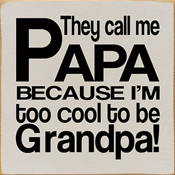 Papa Gift Wood Sign Square Rustic Farmhouse Wall or Desk Decor