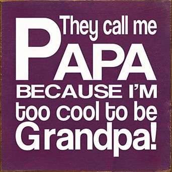 Papa Gift Wood Sign Square Rustic Farmhouse Wall or Desk Decor