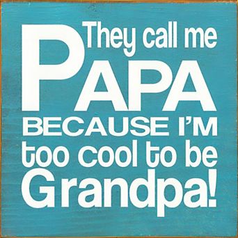 Papa Gift Wood Sign Square Rustic Farmhouse Wall or Desk Decor