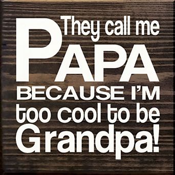 Papa Gift Wood Sign Square Rustic Farmhouse Wall or Desk Decor