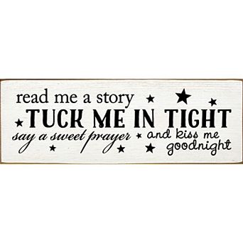 Nursery Bedtime Prayer Quote Wood Sign 3.5x10 in Shelf or Wall Decor