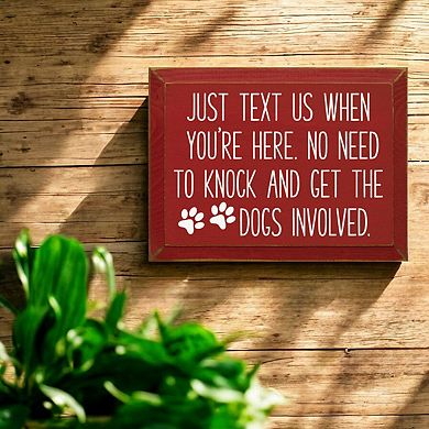 Entryway Wood Wall Sign 9x12 No Knocking Dog Quote Décor