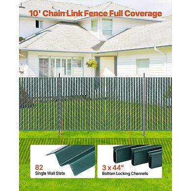 Green Chain Link Fence Privacy Slats, Single-Wall 44.5" with Bottom Channels for 4 ft Fences