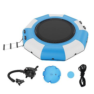 Round Inflatable Water Trampoline with Handles Ladder and Anchor Ropes for Lake Pool Summer Play
