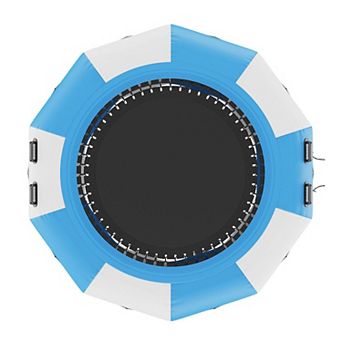 Round Inflatable Water Trampoline with Handles Ladder and Anchor Ropes for Lake Pool Summer Play