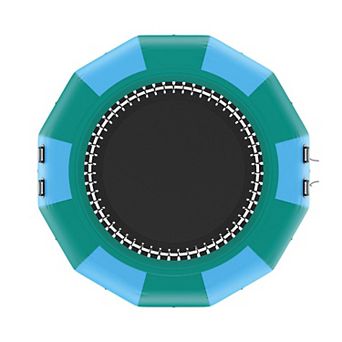 Round Inflatable Water Trampoline with Handles Ladder and Anchor Ropes for Lake Pool Summer Play