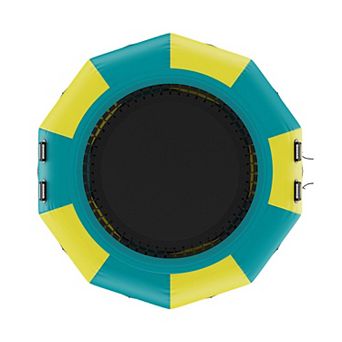 Round Inflatable Water Trampoline with Handles Ladder and Anchor Ropes for Lake Pool Summer Play