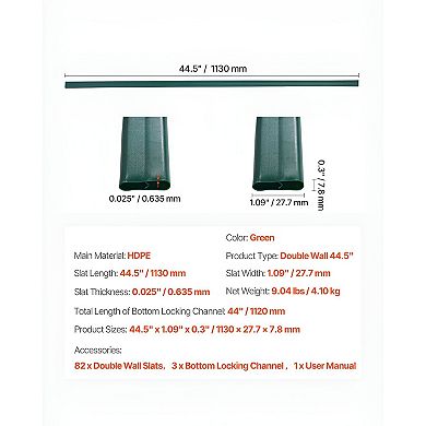 Green Privacy Slats for 4’ Chain Link Fences Double-Wall Panels with Bottom Locking Channels