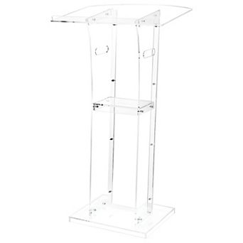 Portable Acrylic Transparent Podium Stand with Reinforced Metal Base for Speeches and Presentations