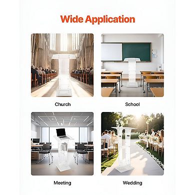 Portable Acrylic Transparent Podium Stand with Reinforced Metal Base for Speeches and Presentations